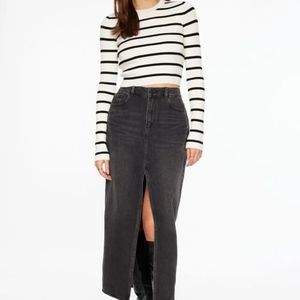 NWOT - Dynamite | Denim Maxi Skirt, Small, Washed grey (medium black)